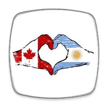 Canada Argentine drapeau mains forme de coeur utilisé - Magnet carré - blanc - Devant