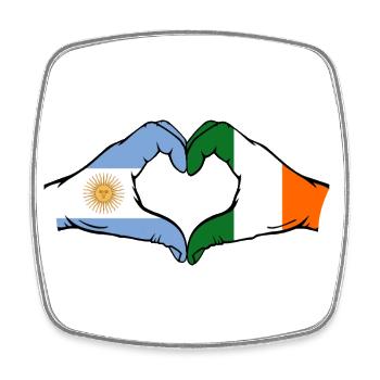 Argentinien Irland Flagge Hände Herzform - Viereckiger Kühlschrankmagnet - Weiß - Vorne