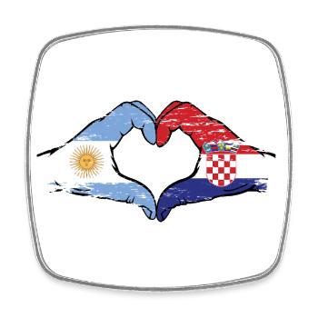 Argentinien Kroatien Flagge Hände Herzform - Viereckiger Kühlschrankmagnet - Weiß - Vorne