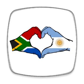 South Africa Argentina Flag Hands Heart Shape - Square fridge magnet - white - Front