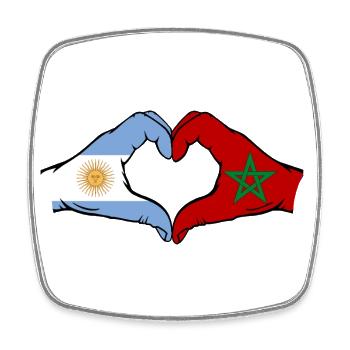Argentine Maroc Drapeau Mains Coeur Forme - Magnet carré - blanc - Devant