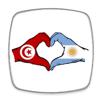 Tunisie Argentine Drapeau Mains Coeur Forme - Magnet carré - blanc - Devant