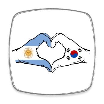 Argentine Corée du Sud Drapeau Mains Coeur Forme - Magnet carré - blanc - Devant
