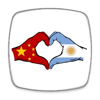 Chine Argentine Drapeau Mains Coeur Forme - Magnet carré - blanc - Devant