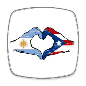 Argentina Puerto Rica Flag Hands Heart Shape Used - Square fridge magnet - white - Front