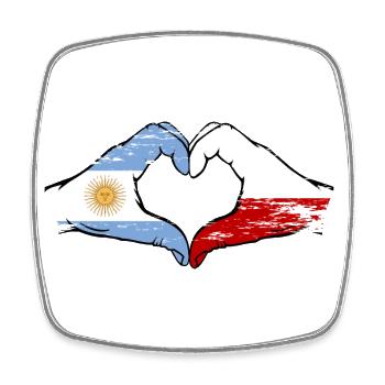 Argentina Poland Flag Hands Heart Shape Used - Square fridge magnet - white - Front