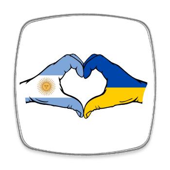 Argentina Ukraine Flag Hands Heart Shape - Square fridge magnet - white - Front