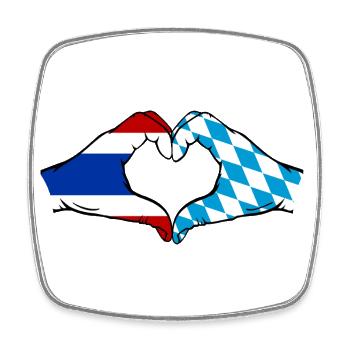 Thailand Bavaria Flag Hands Heart Shape - Square fridge magnet - white - Front