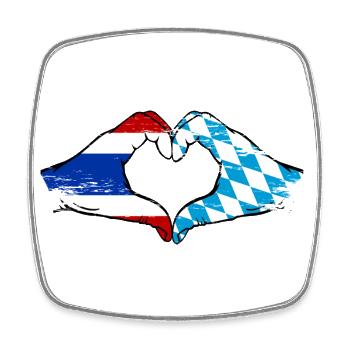 Thailand Bavaria Flag Hands Heart Shape Used - Square fridge magnet - white - Front