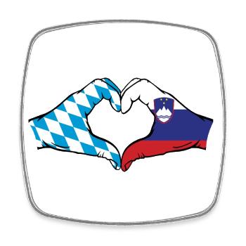 Bavière, Slovénie, Drapeau, Mains, Forme de coeur - Magnet carré - blanc - Devant
