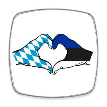 Bayern Estland Flagge Hände Herzform - Viereckiger Kühlschrankmagnet - Weiß - Vorne