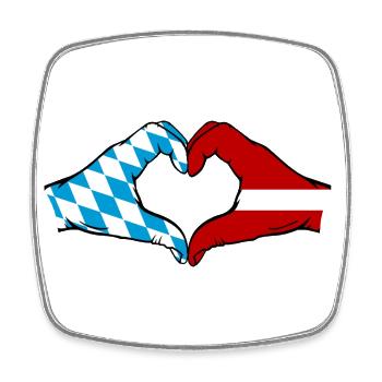 Bavière, Lettonie, Drapeau, Aiguilles, Forme de coeur - Magnet carré - blanc - Devant