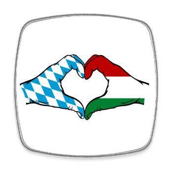 Bavière, Hongrie, Drapeau, Aiguilles, Forme Coeur - Magnet carré - blanc - Devant