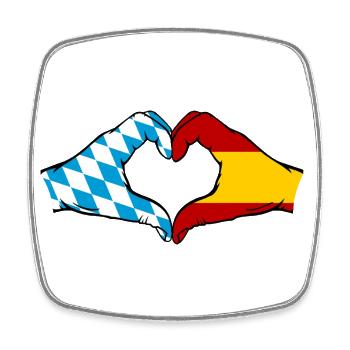 Bavaria Spain Flag Hands Heart Shape - Square fridge magnet - white - Front