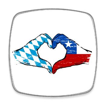 Bavière, Chili, drapeau, aiguilles, forme de coeur utilisé - Magnet carré - blanc - Devant