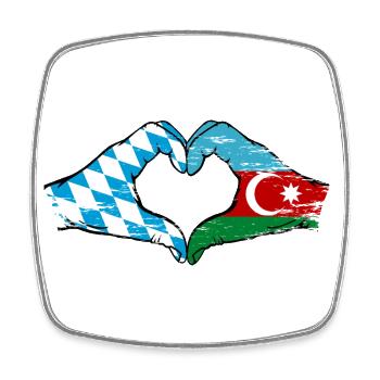 Bavière, Azerbaïdjan, Drapeau, Mains, Forme de coeur Utilisé - Magnet carré - blanc - Devant