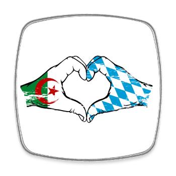 Algeria Bavaria Flag Hands Heart Shape Used - Square fridge magnet - white - Front