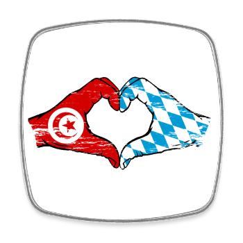 Tunisia Bavaria Flag Hands Heart Shape Used - Square fridge magnet - white - Front