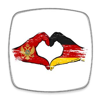 Montenegro Deutschland Flagge Hände Herzform used - Viereckiger Kühlschrankmagnet - Weiß - Vorne