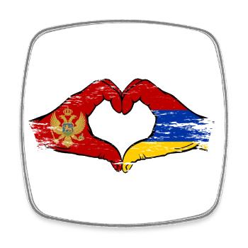 Montenegro Armenia flag hands heart shape used - Square fridge magnet - white - Front