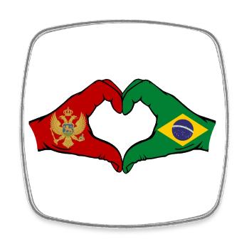 Monténégro Brésil Drapeau Mains Coeur Forme - Magnet carré - blanc - Devant