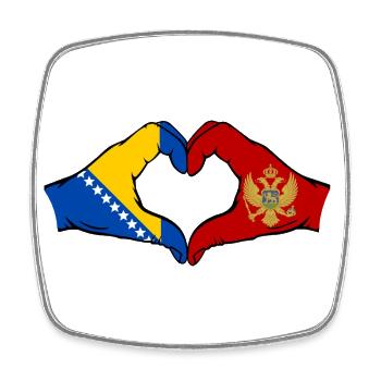 Bosnia Montenegro Flag Hands Heart Shape - Square fridge magnet - white - Front