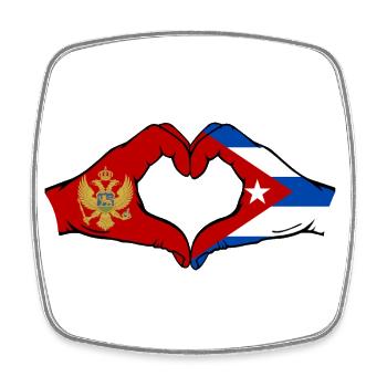 Montenegro Cuba Flag Hands Heart Shape - Square fridge magnet - white - Front