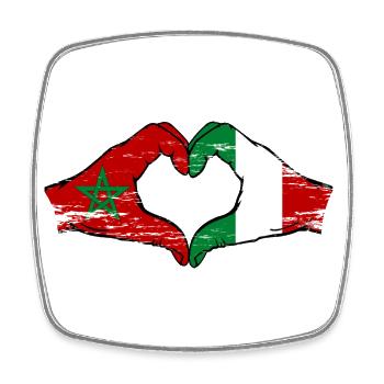 Maroc Italie Drapeau Mains Coeur Forme - Magnet carré - blanc - Devant