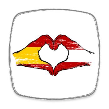 Spain Austria Flag Hands Heart Shape Used - Square fridge magnet - white - Front