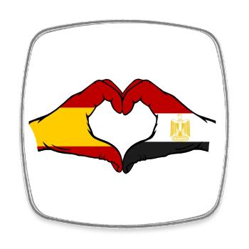 Spain Egypt Flag Hands Heart Shape - Square fridge magnet - white - Front