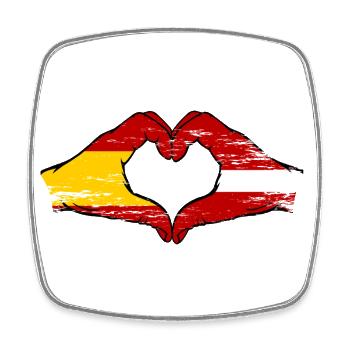 Spain Latvia flag hands heart shape used - Square fridge magnet - white - Front