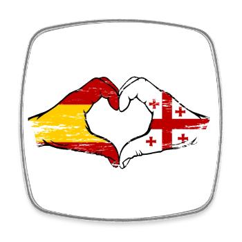 Spanien Georgien Flagge Hände Herzform used - Viereckiger Kühlschrankmagnet - Weiß - Vorne
