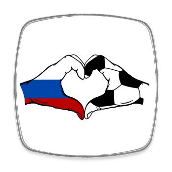 Russland Fussball Flagge Haende Herzform - Viereckiger Kühlschrankmagnet - Weiß - Vorne