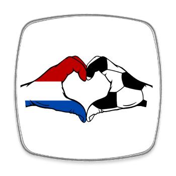 Holland Fussball Flagge Haende Herzform - Viereckiger Kühlschrankmagnet - Weiß - Vorne