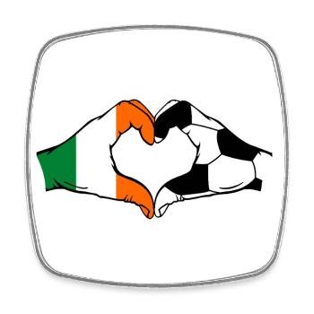 Ireland Football Flag Hands Heart Shape - Square fridge magnet - white - Front