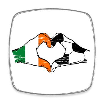 Ireland Football Flag Hands Heart Shape Used - Square fridge magnet - white - Front