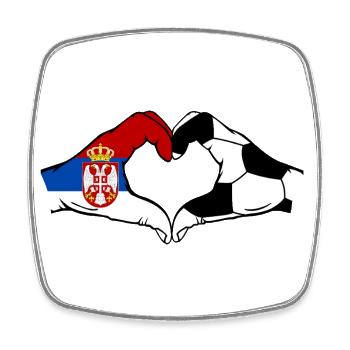 Serbia Football Flag Hands Heart Shape - Square fridge magnet - white - Front