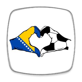 Bosnien Fussball Flagge Haende Herzform - Viereckiger Kühlschrankmagnet - Weiß - Vorne