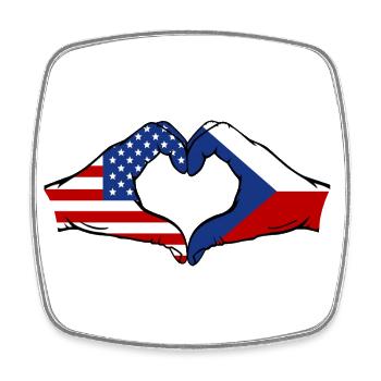 États-Unis République tchèque drapeau main coeur forme - Magnet carré - blanc - Devant