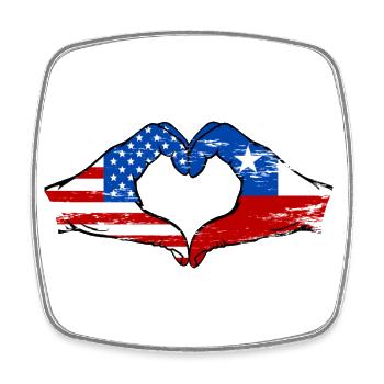 USA Chile Flagge Haende Herzform used - Viereckiger Kühlschrankmagnet - Weiß - Vorne