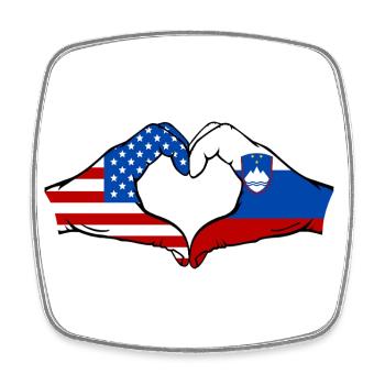 USA Slowenien Flagge Haende Herzform - Viereckiger Kühlschrankmagnet - Weiß - Vorne