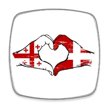 Georgien Daenemark Flagge Haende Herzform used - Viereckiger Kühlschrankmagnet - Weiß - Vorne