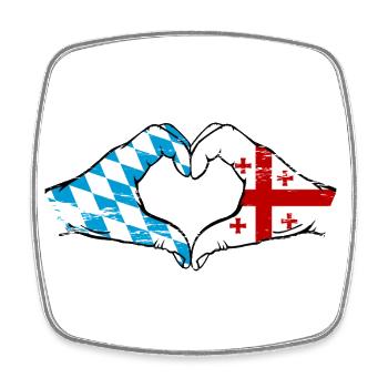 Bavière, Géorgie, Drapeau, Aiguilles, Coeur, Forme x - Magnet carré - blanc - Devant