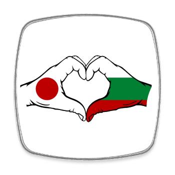 Japan Bulgarien Flagge Haende Herzform - Viereckiger Kühlschrankmagnet - Weiß - Vorne