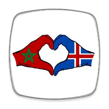 Marokko Island Flagge Haende Herzform - Viereckiger Kühlschrankmagnet - Weiß - Vorne