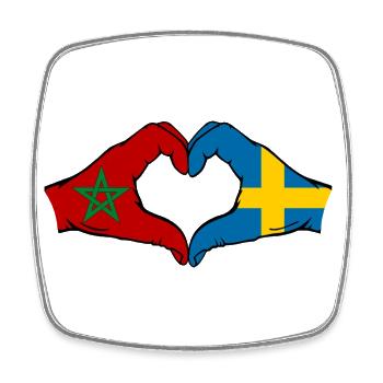 Marokko Schweden Flagge Haende Herzform - Viereckiger Kühlschrankmagnet - Weiß - Vorne