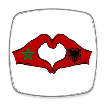Maroc Albanie Drapeau Mains Coeur Forme - Magnet carré - blanc - Devant
