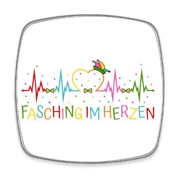 Fasching im Herzen - Viereckiger Kühlschrankmagnet - Weiß - Vorne