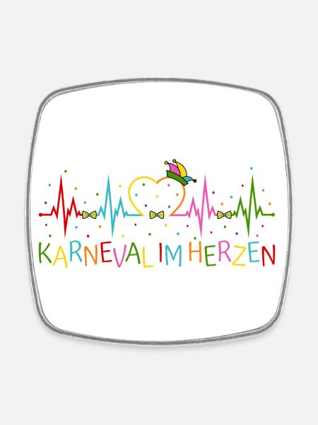 Karneval im Herzen - Viereckiger Kühlschrankmagnet - Weiß