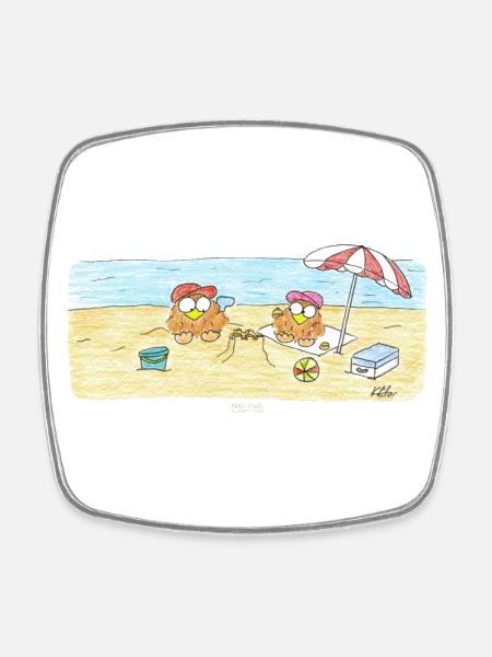 Spaß am Strand - Viereckiger Kühlschrankmagnet - Weiß